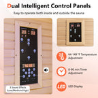 2024 New 2 People Far Infrared Wooden Sauna Room with Free Red Light Therapy for Home