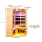 Deluxe Hemlock Far Infrared Corner Sauna Room with Glass Front for Two Persons