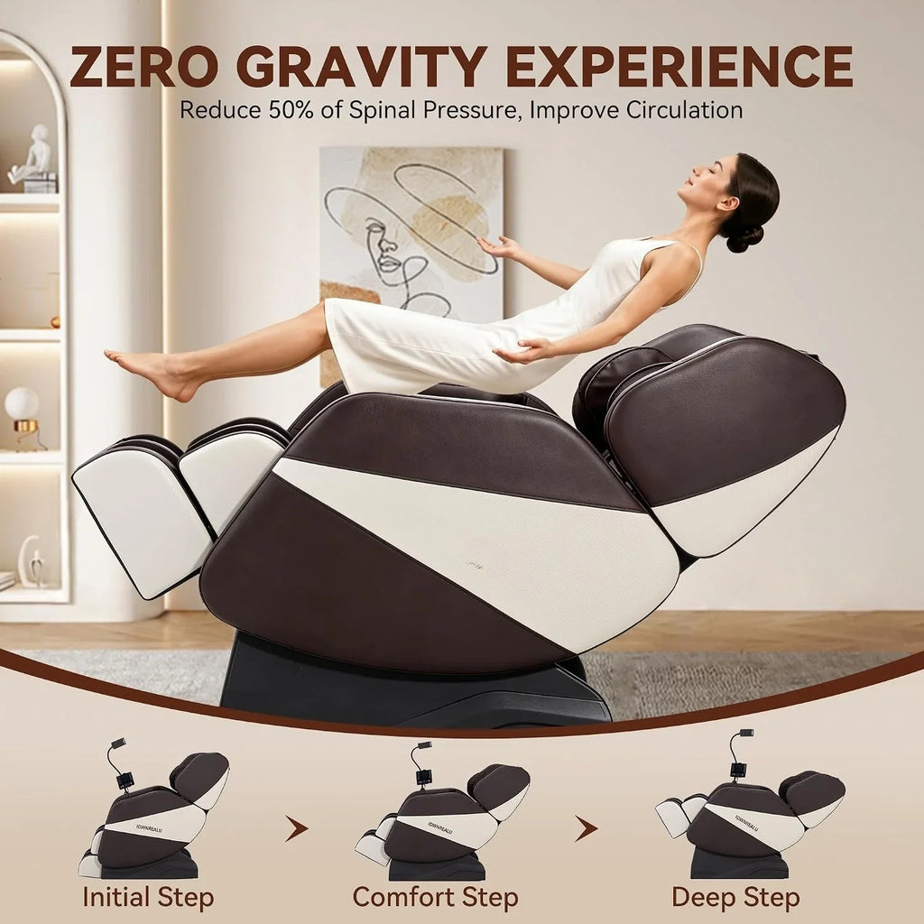 2026 Zero Gravity Full Body Massage Chair Recliner with 10 Rollers Airbags Heating Foot Massage Bluetooth Speaker, Custom