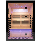 Luxury Double Far Infrared Sauna Room With Epoxy Heating Plates And Starry Sky Lighting - Black / Natural